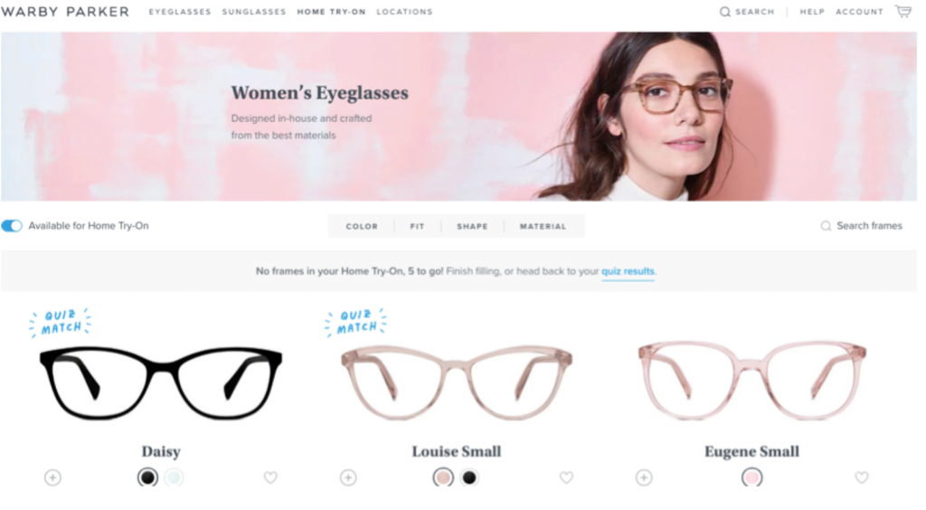 Warby Parker Website